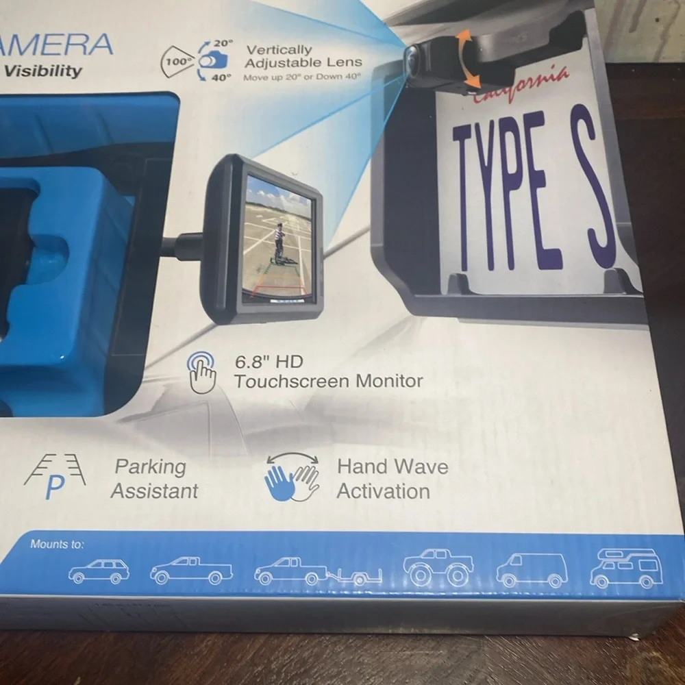 TypeS Solar Powered Wireless Backup Car Camera W/Adjustable Lens Open Box New